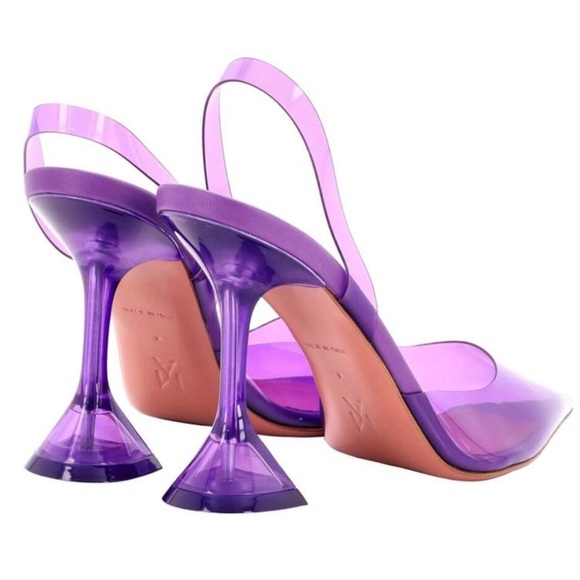 Amina Muaddi Holli Slingback Pumps – Purple PVC – Size 8 - Picture 3 of 5